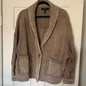 Forever 21 Washed Taupe Shawl-Collar Jacket